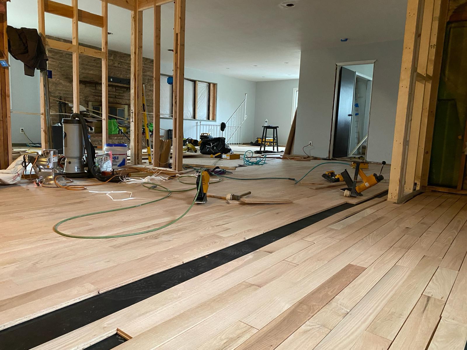Installed hardwood floor